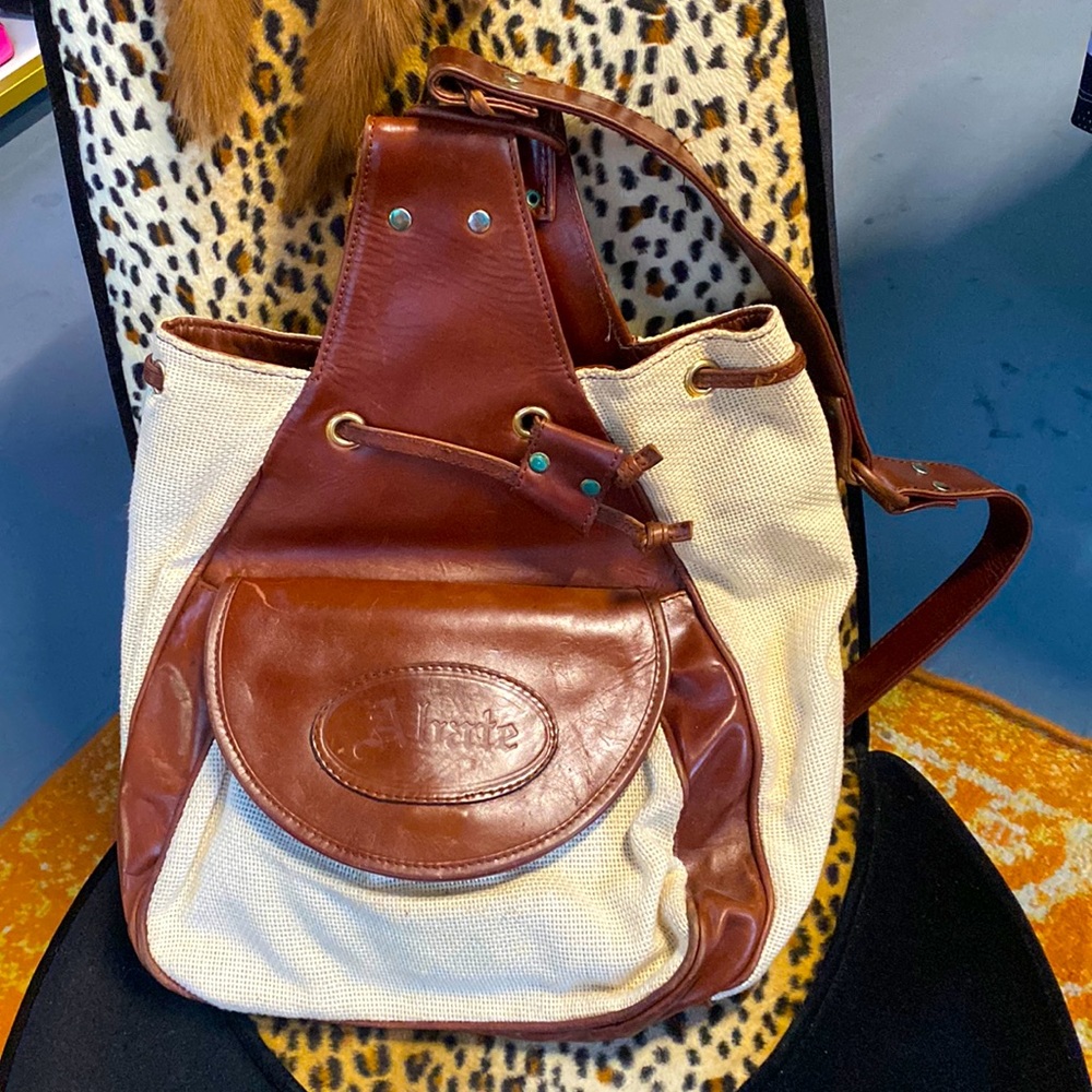 Vintage Abate Leather & Canvas Backpack